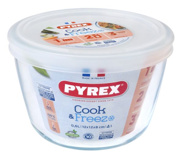 Форма для запікання кругла PYREX Cook&Freez з кришкою 0.6 л, 12х8 см (152P001/7948)