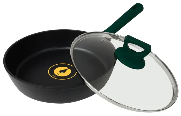 Сковорода алюмінієва глибока RINGEL Herbal з кришкою, 24 см (RG-1101-24/h/L)