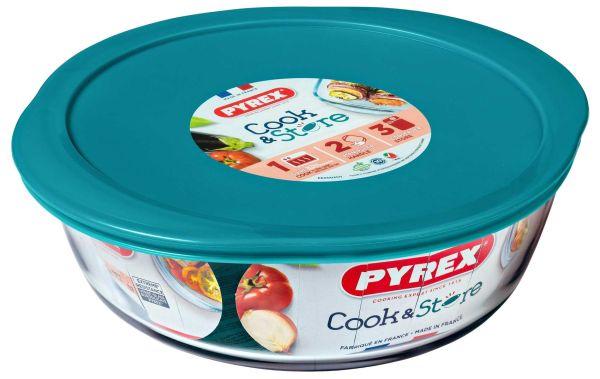 Форма для запекания круглая PYREX Cook&Store с крышкой 2,3 л, 26х23х8 см (208P000/7646)