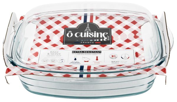 Стеклянная кастрюля прямоугольная O CUISINE с крышкой 4.4 л + 2.3 л (466AC00/2043)