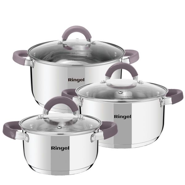 Набір посуду RINGEL Meyer 6 предметів (каструлі 1.6 + 2.3 + 3.2 л) (RG-6000)