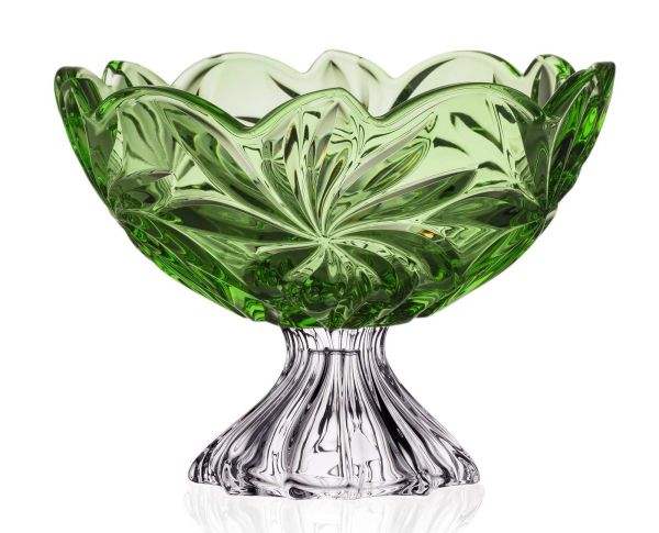 Фруктовница на ножке Bohemia Flora Green 285 мм (6KG79 72T27 285 Z)