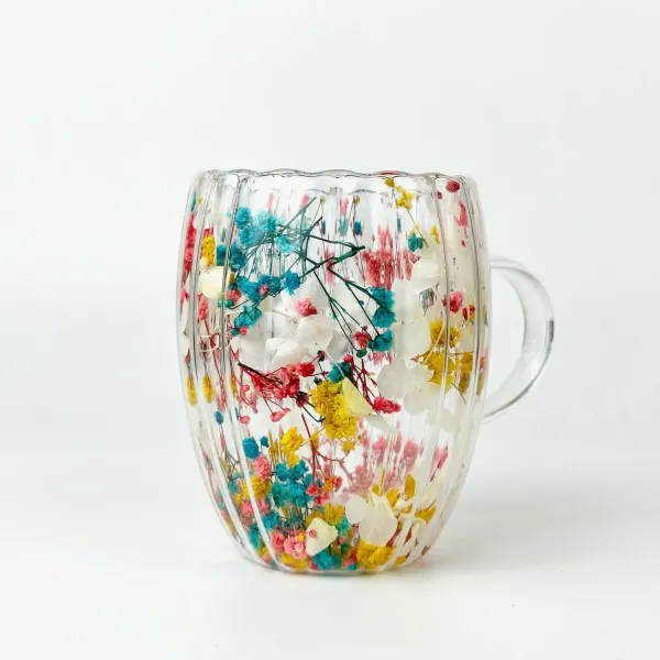 Чашка з подвійними стінками з сухоцвітами “Flower Dream”, 350 мл