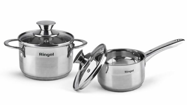 Набір ківш з кришкою RINGEL Kinder 0.6 л, 12 см + Каструля з кришкою Ringel Kinder 1 л , 14 см (4006/2006)