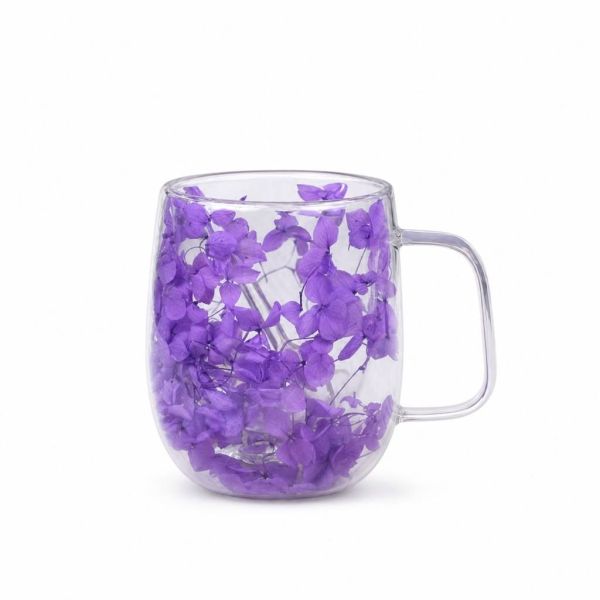 Чашка с ручкой "Орхидея" с двойными стенками, фиолетовая, 350 мл