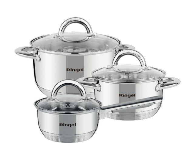 Набір посуду RINGEL Leipzig 6 предметів (ківш 1.15 л + каструлі 1.9 + 3.6 л) (RG-6004)