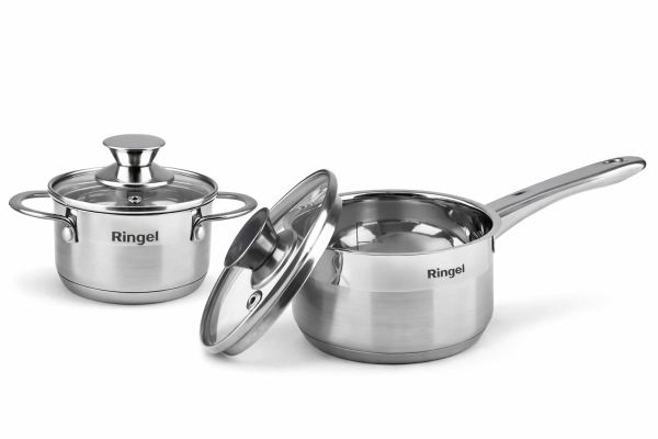 Набір ківш з кришкою RINGEL Kinder 1 л, 14 см + Каструля з кришкою Ringel Kinder 0.6 л, 12 см (2006/4006)